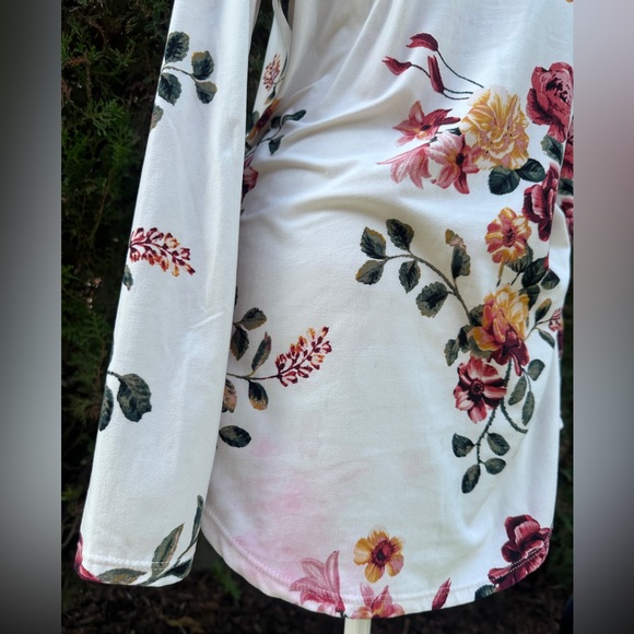 No Boundaries Women’s Floral Ivory Lace-Up V- Neck Long Sleeve Top/Dress XXL - Picture 5 of 9